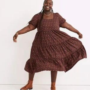 Madewell Floral Midi Dress in Brown